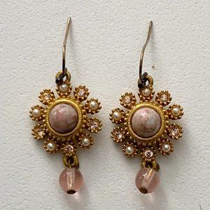 Anthropologie Beautiful Faux Pearl and Rhine stone Post Drop Earrings